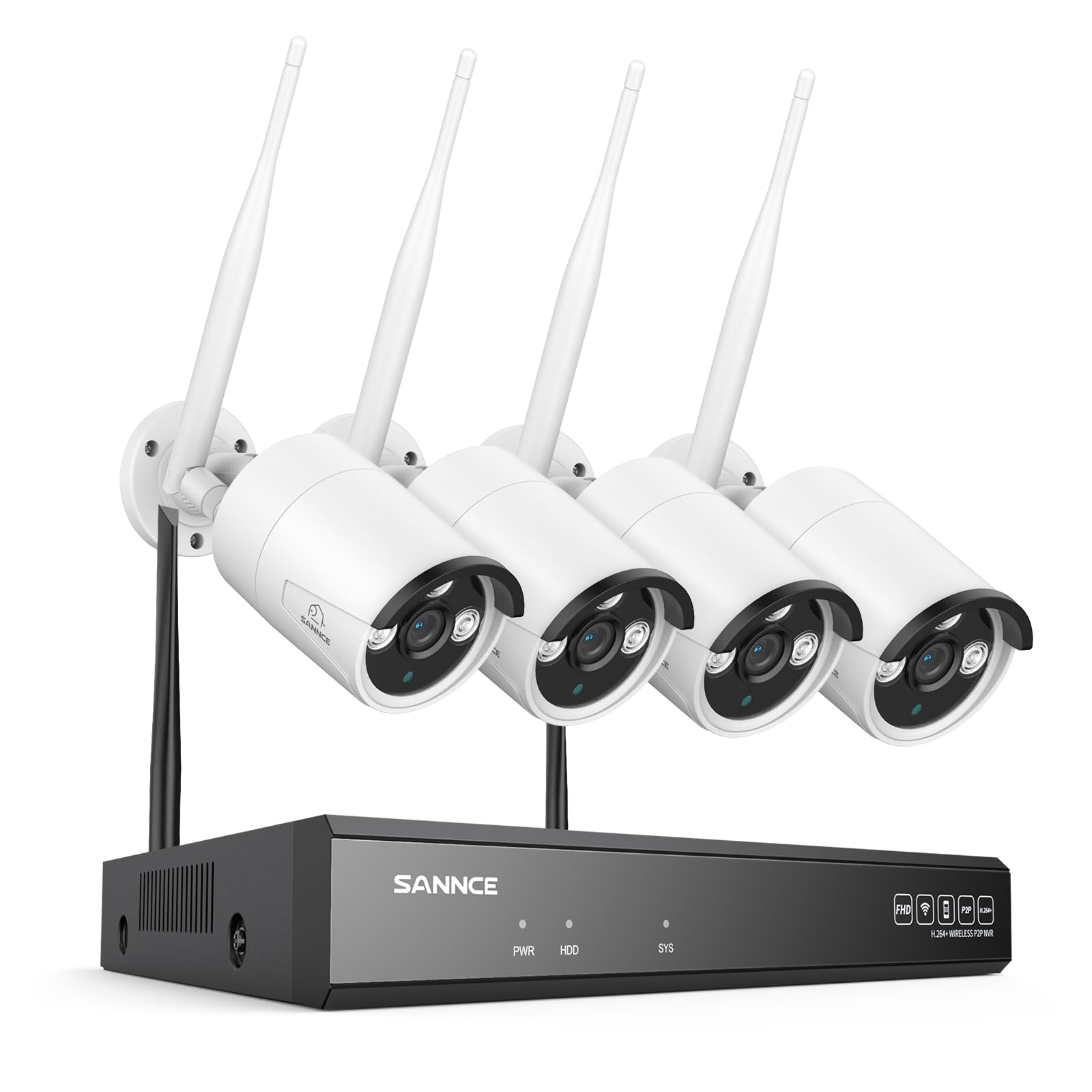 SANNCE Wireless CCTV Security Camera System 8CH 5MP NVR Recorder with 4x 3MP Outdoor Home Wifi Surveillance Security IP Cameras, Dual WiFi, Works with Alexa, Motion Detection, NO Hard Drive