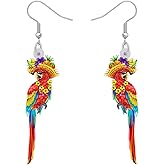 LONYOO Acrylic Funny Parrot Earrings Tropical Bird Hawaiian Summer Jewelry for Women Beach Accessories Vacation Party Gifts