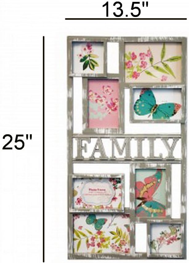 Kasmol Family Collage Photo Picture Frame, Frame for Wall Hanging Decoration, Family Hanging Picture, Perfect for Baby,Travel, Wedding Photos. Accommodates Four 4" X 6",Two 4" X 4",Two 5" X 7"