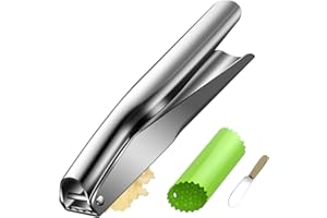 Bxgnip Premium Garlic Press Large Heavy Duty Stainless Steel Easy Cleaning No Need to Peel Garlic Mincer Garlic Crusher Garlic Chopper with Peeler And Scraper for Smash Garlic Dishwasher Safe