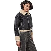 LY VAREY LIN Winter Women Faux Lamb Fur Leather Short Jacket Lapel Zipper Bomber Aviator Coat