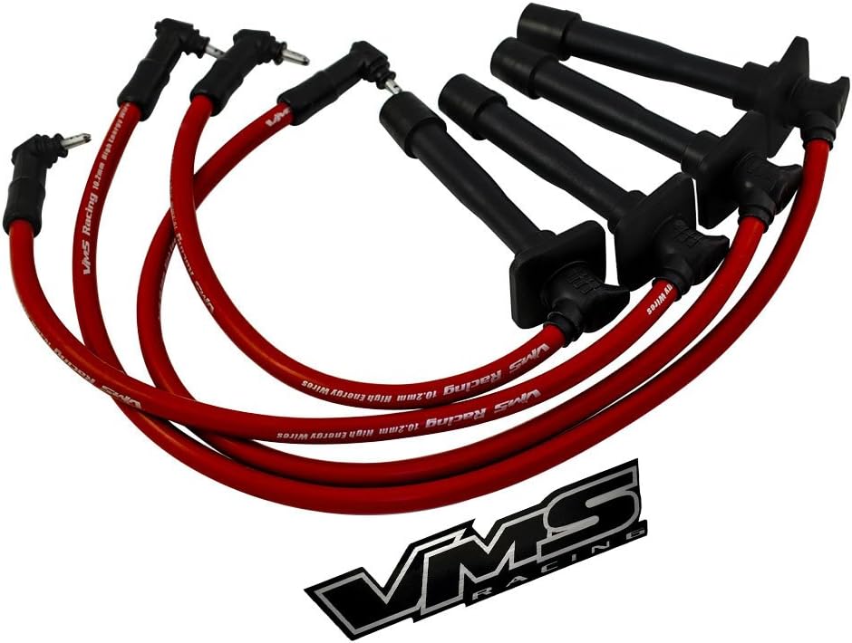 Amazon Com Vms Racing 93 97 10 2mm High Performance Engine Spark Plug Ignition Wires Wire Set In Red Compatible With Toyota Corolla 93 94 95 96 97 1993 1994 1995 1996 1997 Automotive