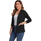MINTLIMIT Womens Blazer 3/4 Sleeve Notched Collar Button Casual Work Office Blazer Jackets with Pockets