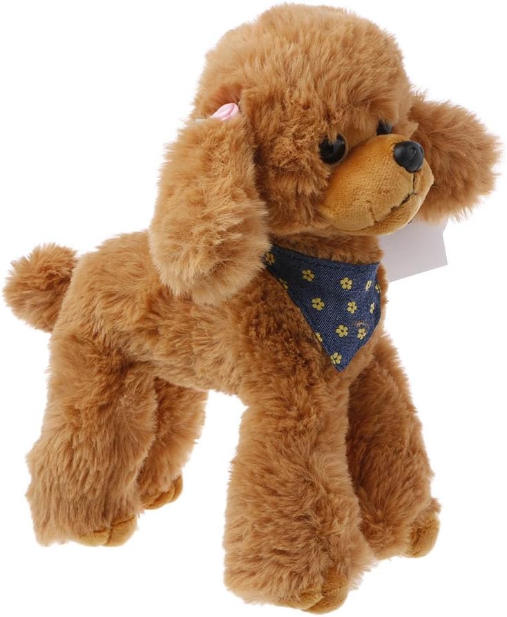 Jesse Poodle Plush Toy, 9.84 x 7.87 inch, Cute Soft Stuffed Animal Doll Sofa Bed Decoration Baby Hand Toy Gift for Kids Girls Boys (Brown)
