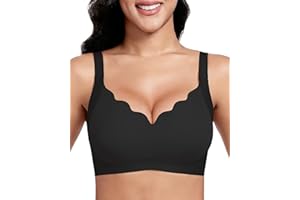 Vinfact Jelly Push Up Bras Scalloped Lift Bras for Women No Underwire Seamless Support Everyday Tshirt Bras