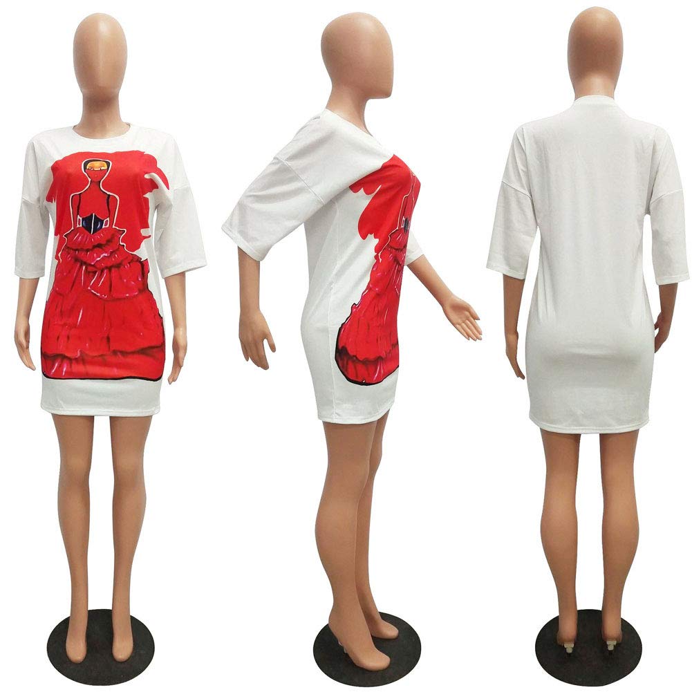 Womens Tshirt Dress Short Sleeve - Simple Loose Fit White Mini Dress