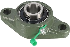 uxcell UCFL204 Flanged Pillow Block Bearing, 20mm Bore Diameter, Cast Iron/Chrome Steel, Set Screw Lock (Pack of 1)