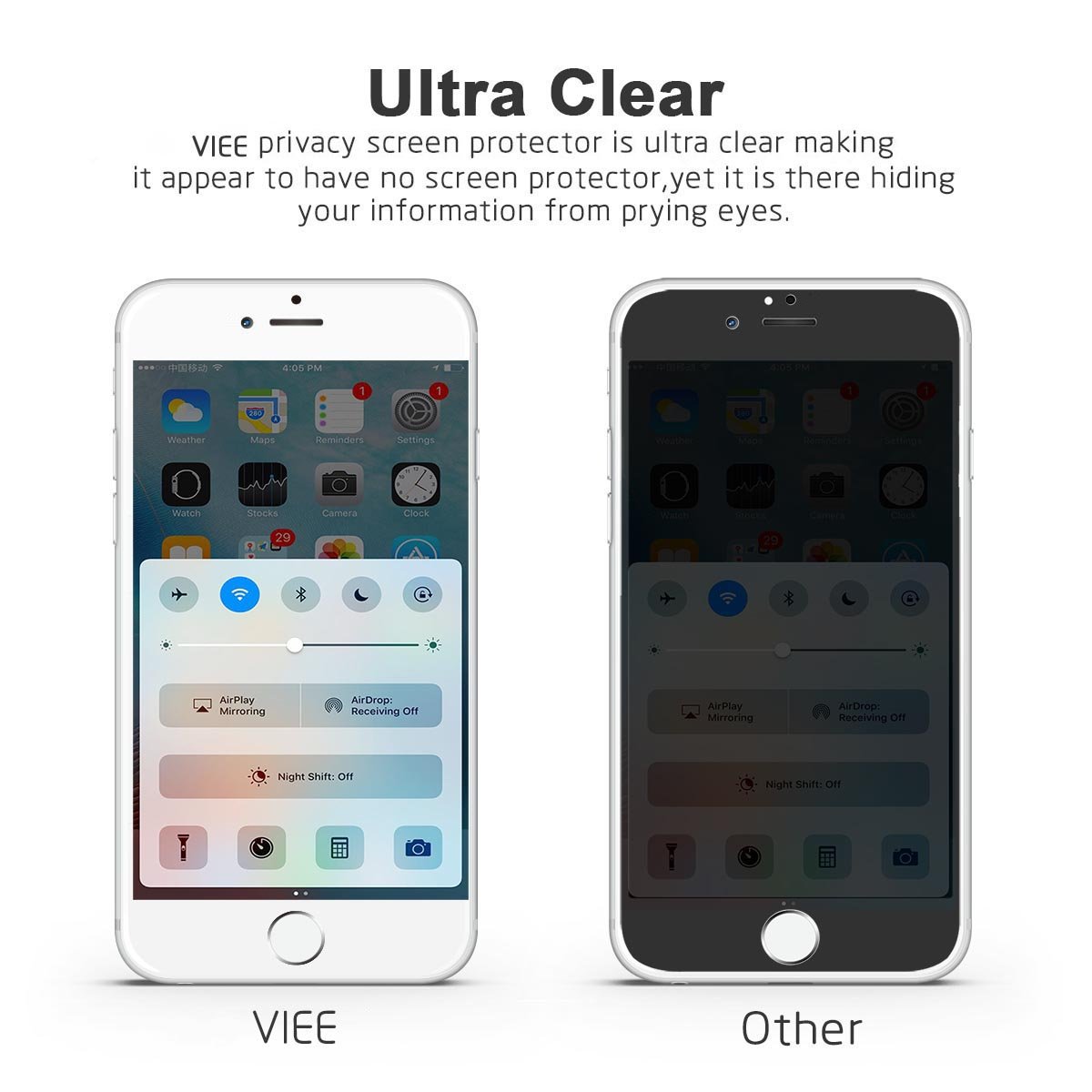 iPhone 6s Plus 6 Plus Privacy Tempered Glass Screen Protector,VIEE HD Clear Privacy Tempered Glass Screen Protector Replacement for iPhone 6/6S Plus,Power Save,Eye Protection,Bubble Free 2.5D (6/6S Pl