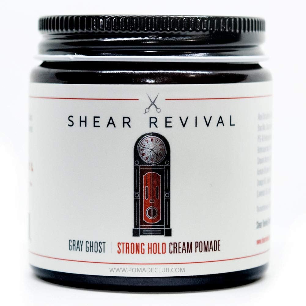 Shear Revival Gray Ghost Cream Pomade - Strong Hold Hair Styling for Men - Matte Finish, Lightweight & Vegan Formula - 96g