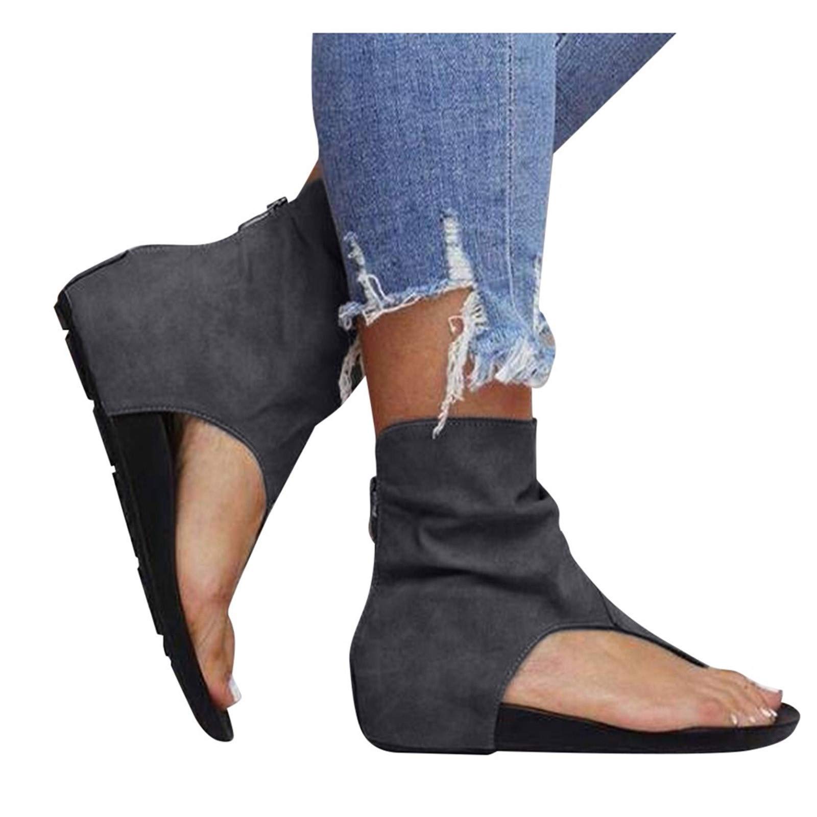 Casual Sandals for Women,Womens Fashion T Strap Gladiator Sandals Casual Vintage Summer Flip Flops Flat Sandals