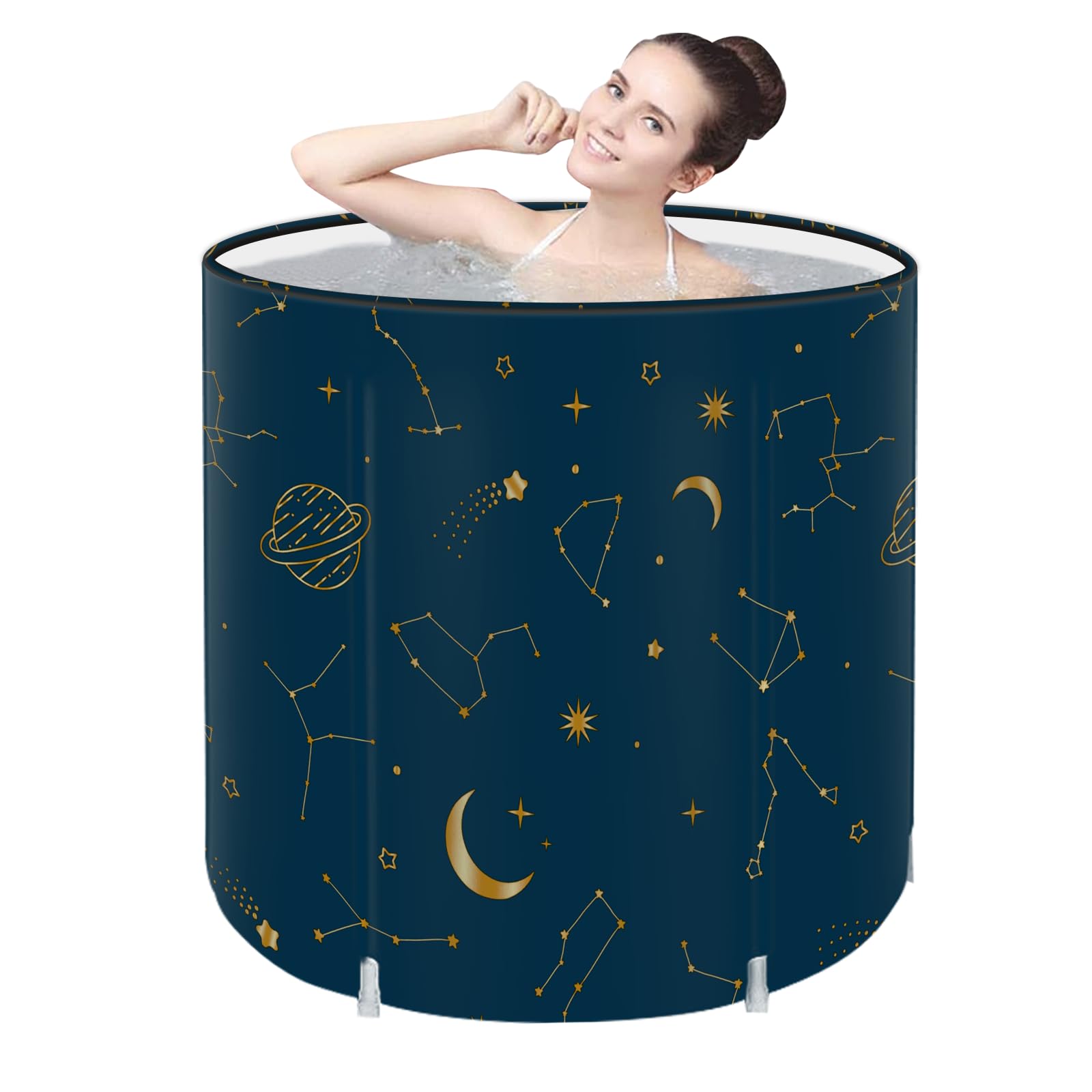 Photo 1 of STARBRILLIANT Portable Foldable Bathtub, Collapsible Adult Travel Bath Tub for Camping, Home & Spa, Space-Saving Storage, Durable PVC Material (Starry Sky A, 27inch)