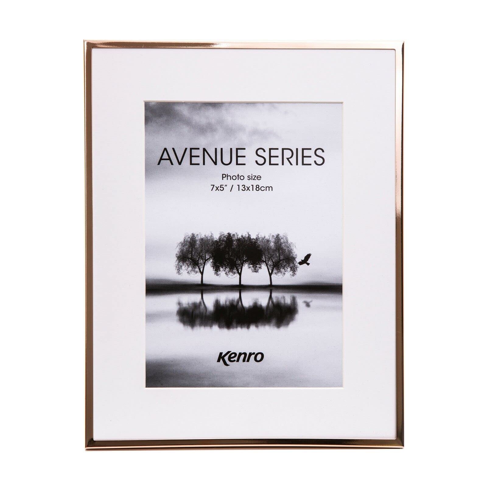 Kenro Avenue Rose Gold Photo Frame 9x7 Inch / 23x18cm with White Mat for Photo 7x5 Inch / 13x18cm - AVE1318RG