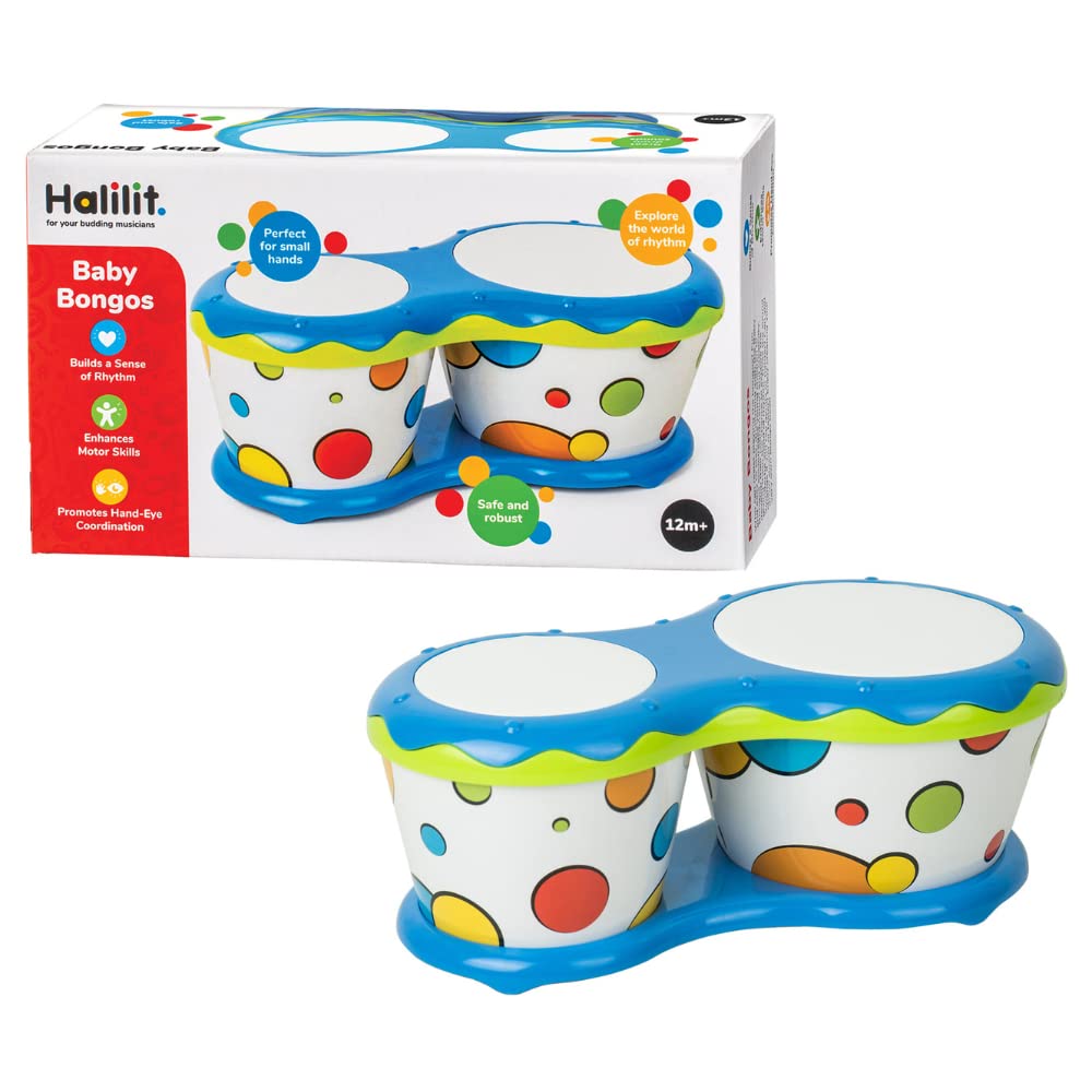 Halilit Baby Bongo Drum. Light & Robust Kids Toy Musical Instrument. 5 Pitches. Promotes Hand-Eye Coordination & Motor Skills. 12 months+ Colours vary, 1 Count (Pack of 1) — image 1