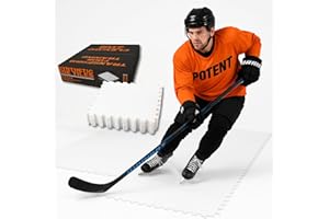 Potent Skate-Able Synthetic Ice Tiles (10-Pack, 21.6 SQFT) - Safe for Skates, Expandable Hockey Training Surface, Easy to Ass