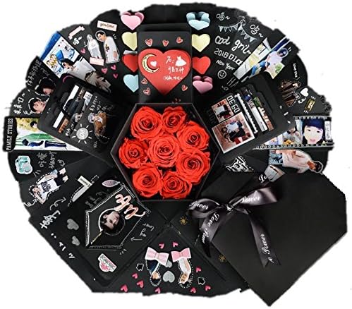 Onlygiftsu Explosion Box Scrapbook DIY Photo Album with 15 Funny Cards, 18 Kinds of DIY Accessories Kit Birthday Anniversary Valentine Wedding Gifts for Her