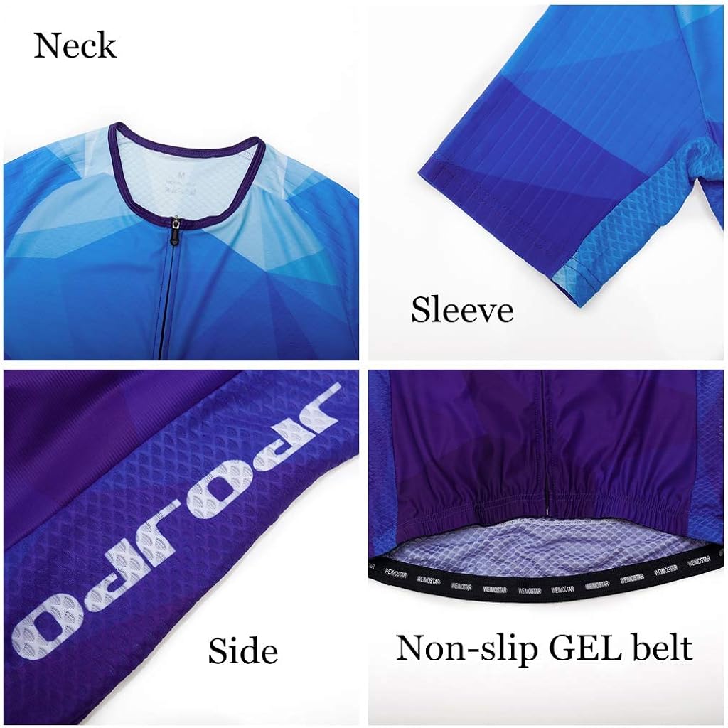 JPOJPO Racing Cycling Jersey Men, Men's Bike Tops S-3XL - Lycra+Polyester, Reflective Zipper, 4-Pockets: Clothing