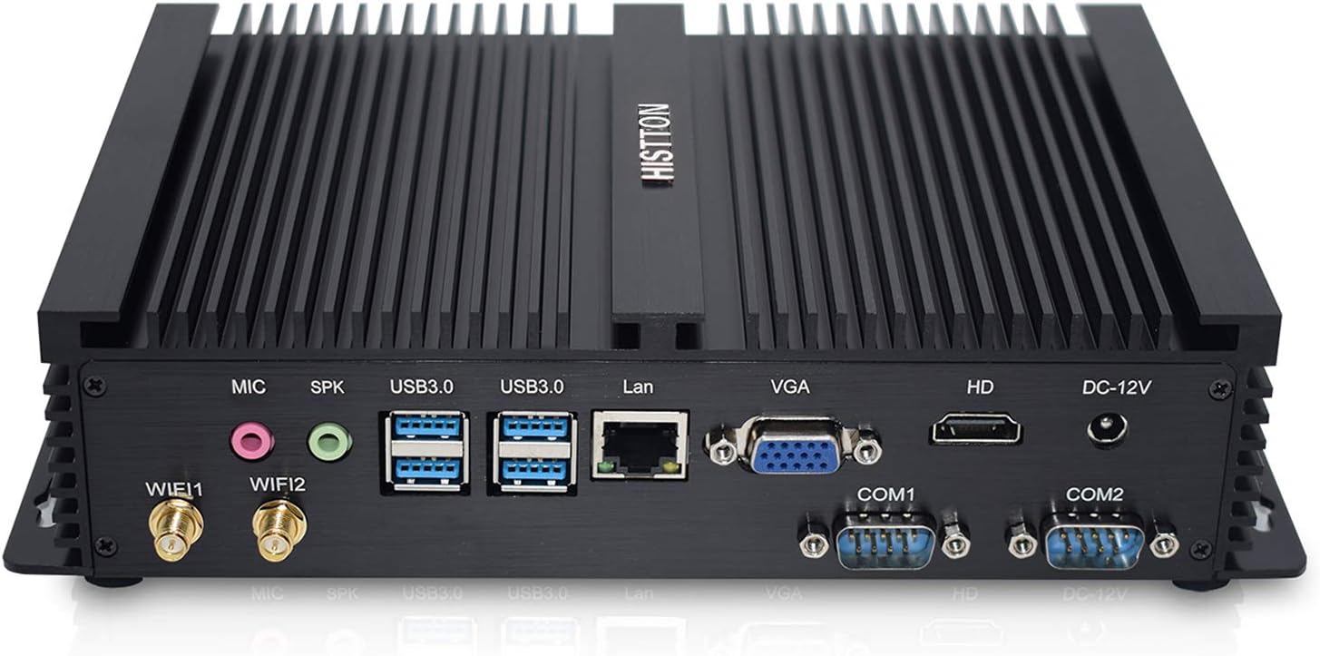 HISTTON Fanless Mini PC Mini industrial computer 300M Wifi Intel Celeron Processor Windows 10 Home (64 bit) Desktop Computer 8GB/64GB/Support 2.5" SSD/mSATA SSD/Gigabit Ethernet/4K