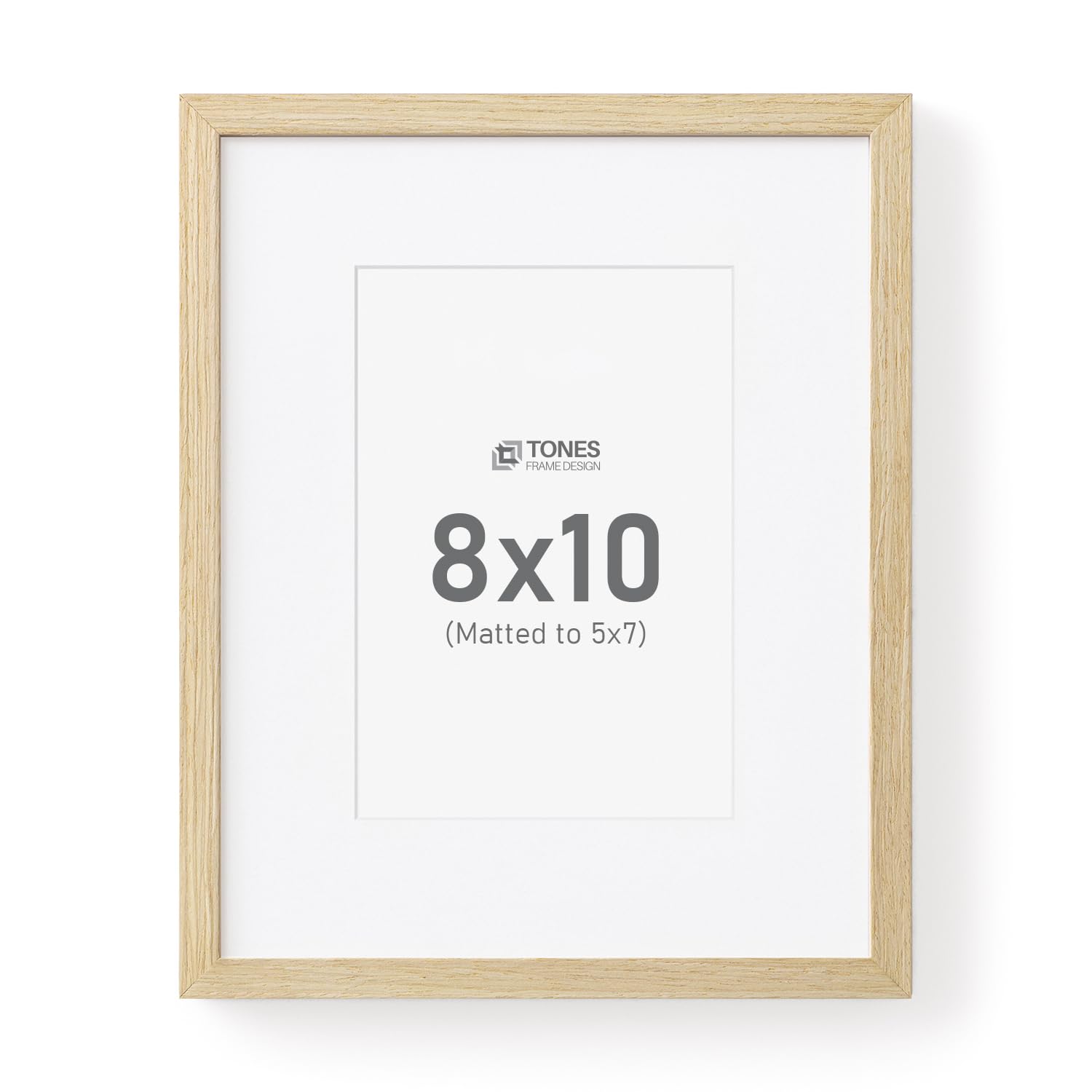 Photo 1 of 8x10 Picture Frame, 8x10 Frame Matted to 5x7, Wood Veneer Finish 8 x 10 Photo Frame with Mat Plexiglass & Stand for Tabletop & Wall Display, Natural, 1 Pack