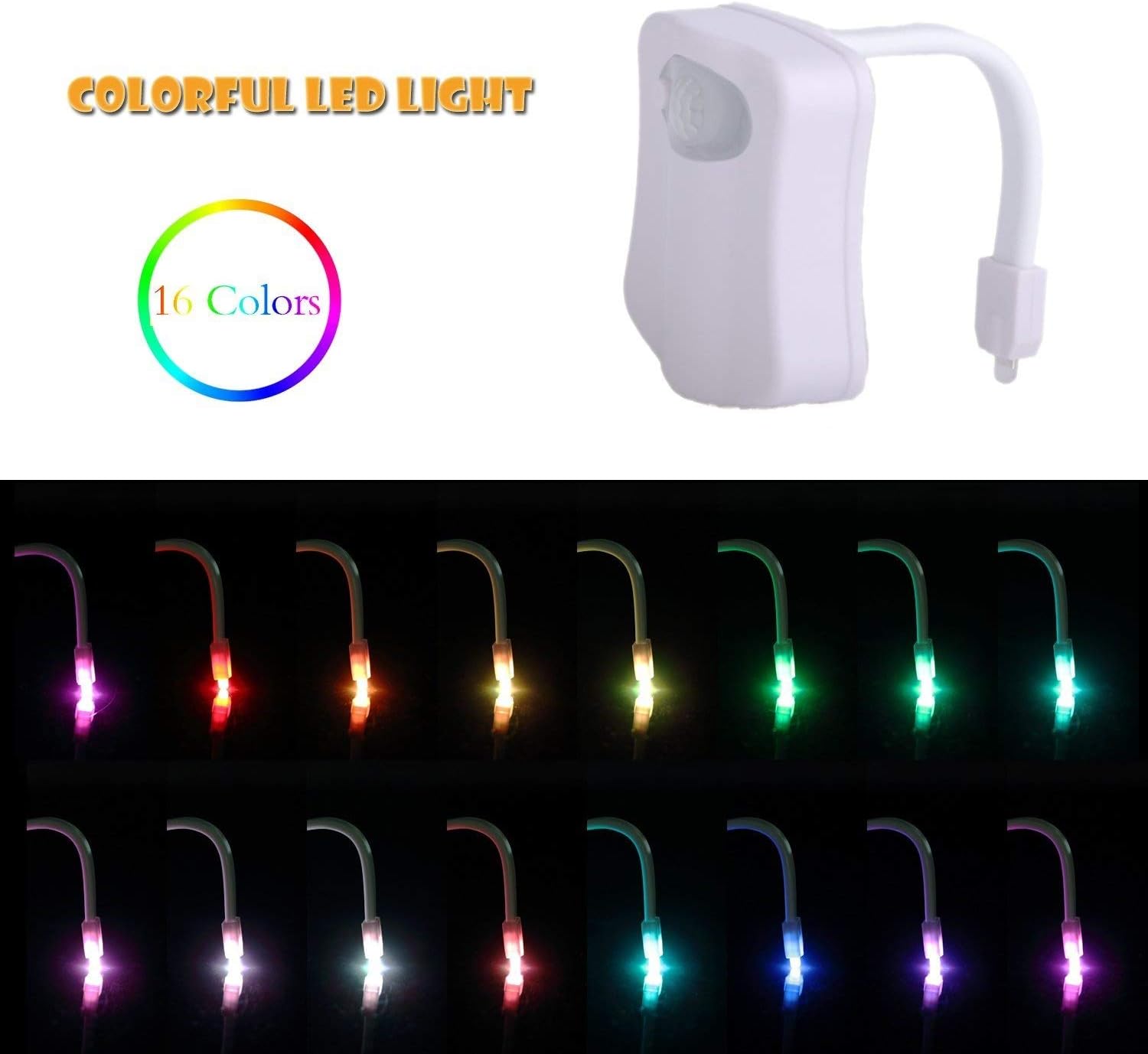 Muti-Color Toilet Light Led Night Light Motion Sensor Bowl Light for Washroom Bathroom Water Closet Waterproof Light Detection at Night[Battery Not Included]