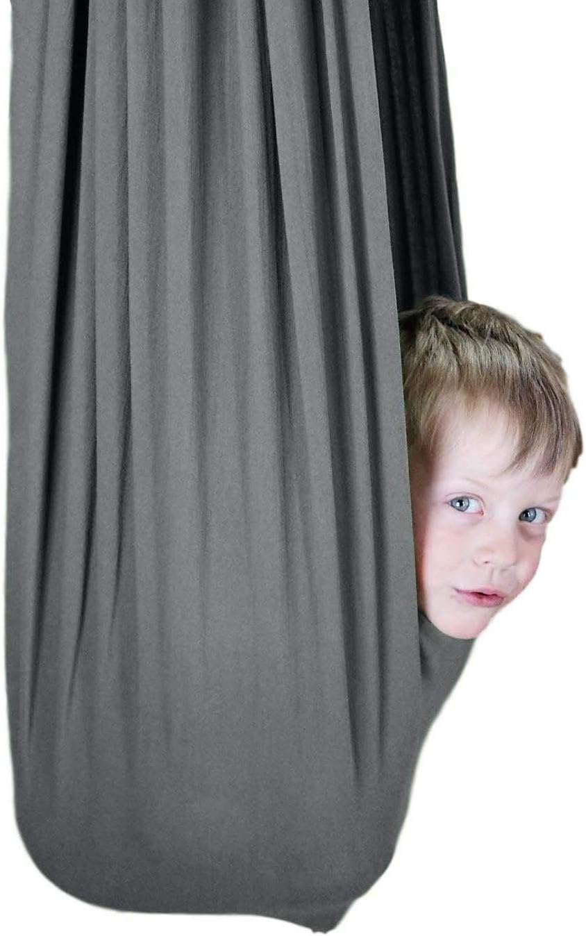 SENSORY4U Indoor Therapy Swing for Kids with Special Needs (Hardware Included) Snuggle Swing | Cuddle Hammock for Children with Autism, ADHD, Aspergers | Great for Sensory Integration (Gray Color) : Garden & Outdoor