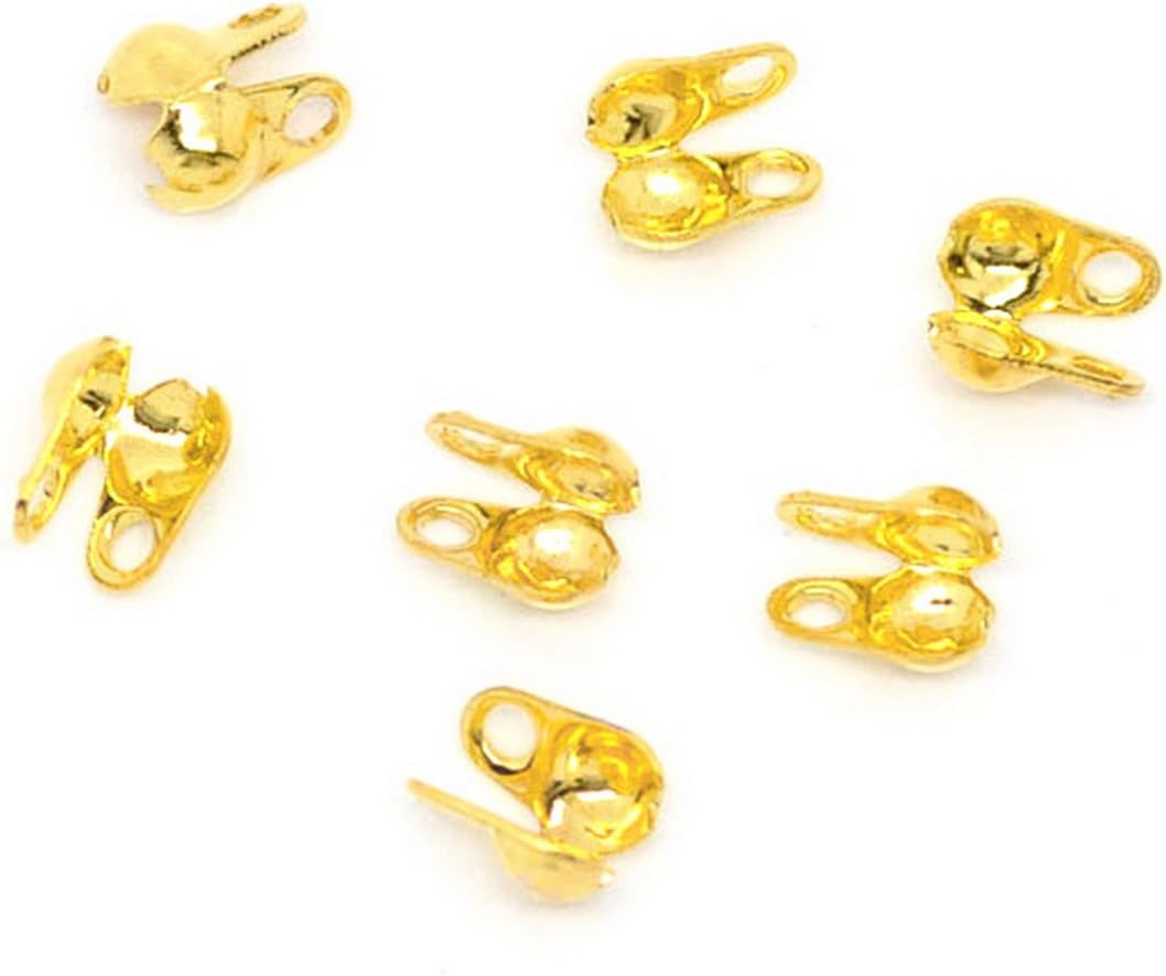 Housweety 1000 Gold Plated Calottes End Crimps Beads Tips 4x3.5mm-Great for Jewelry Making,DIY Crafts