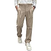 JMIERR Men's Baggy Pants Pleated Wide Leg Casual Dress Loose Fit Slacks Trousers