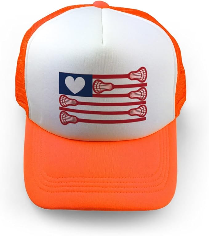 Lacrosse Flag with Heart Trucker Hat Lacrosse Hats by ChalkTalkSPORTS