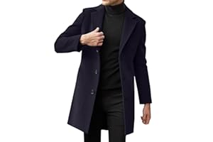Fxbar Men'S Solid Color Spread Collar Trench Coat Classic Single Breasted Extra Long Jacket Streetwear Casual Coat Fashion