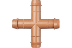 Gardrip Drip Irrigation Barbed Cross Tee：10 Pack Drip Irrigation Cross Parts Fits for 1/2 Inch Drip Irrigation Tubing 17mm 0.600" ID Barbed Connectors for Patio Lawn Garden