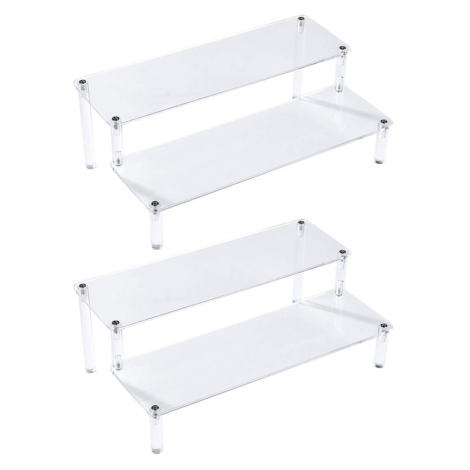 Photo 1 of BYCY 2 Pack 2-Tier Clear Acrylic Display Stand Display Shelf for Dessert Jewels Figurines, Clear Cupcake Stand - 2 Pack ( 12" * 6.9" * 4.25" )