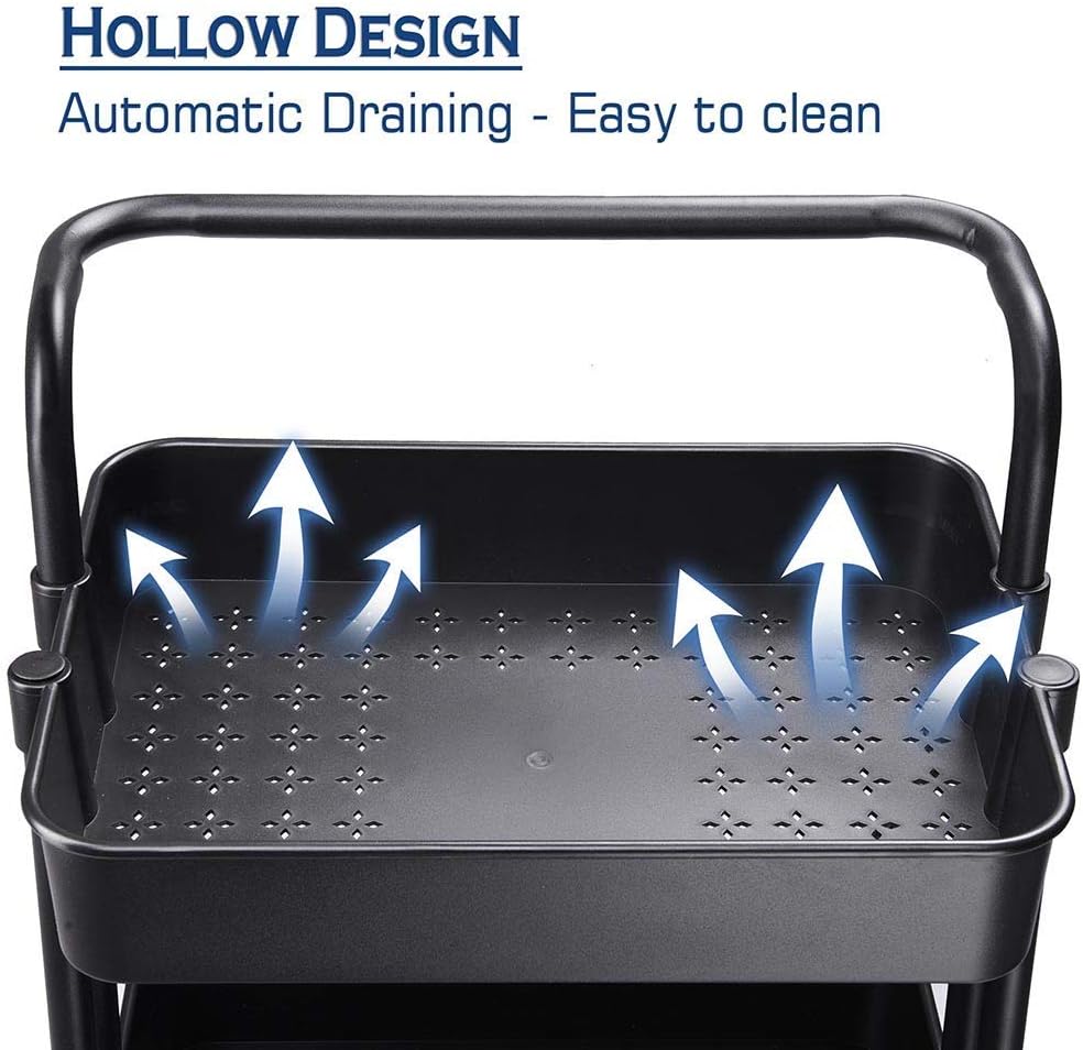 Chi Mercantile Multipurpose Organizer Hair Salon Nail Spa Rolling Utility Trolley Storage Cart with 3 Shelves Workstation (Black): Health & Personal Care