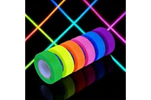 JCBCKJ 6 Glow in The Dark Tape, 1.5cm*5m Fluorescent Rainbow Color UV Blacklight Tapes Neon Duct Reflective Tapes for Party S