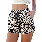 PanDaDa Women Middle Waist Leopard Beach Shorts S