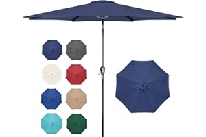 Simple Deluxe 9FT Outdoor Patio Umbrella Table Market Umbrella with Push Button Tilt and Crank, 8 Sturdy Ribs, UV Protection 