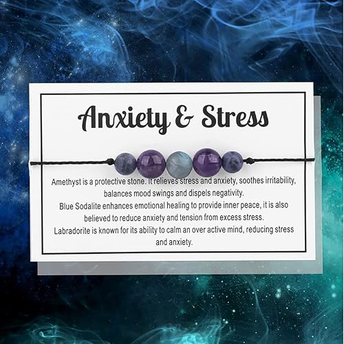 Natural Crystal Bracelet Set - Healing Stone Beads For Anxiety Relief, Energy & Protection - View #4