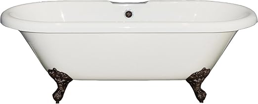 60 Acrylic Double Ended Clawfoot Tub With Deck Mount Faucet Holes