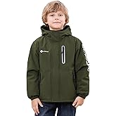 Boys' Waterproof skiing Jacket - Winter Fleece Lined Snowboarding Coat with Hood, Windproof Thermal Outer Shell for Kids