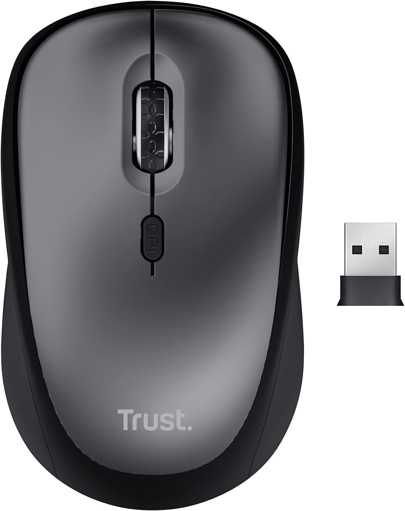 Trust Yvi+ Silent Wireless Mouse 800/1600 DPI Ambidextrous USB Receiver Black