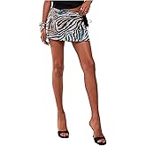 SweatyRocks Women's Sequin Short Skirt Zebra Striped Lace Up Mini Party Skirts