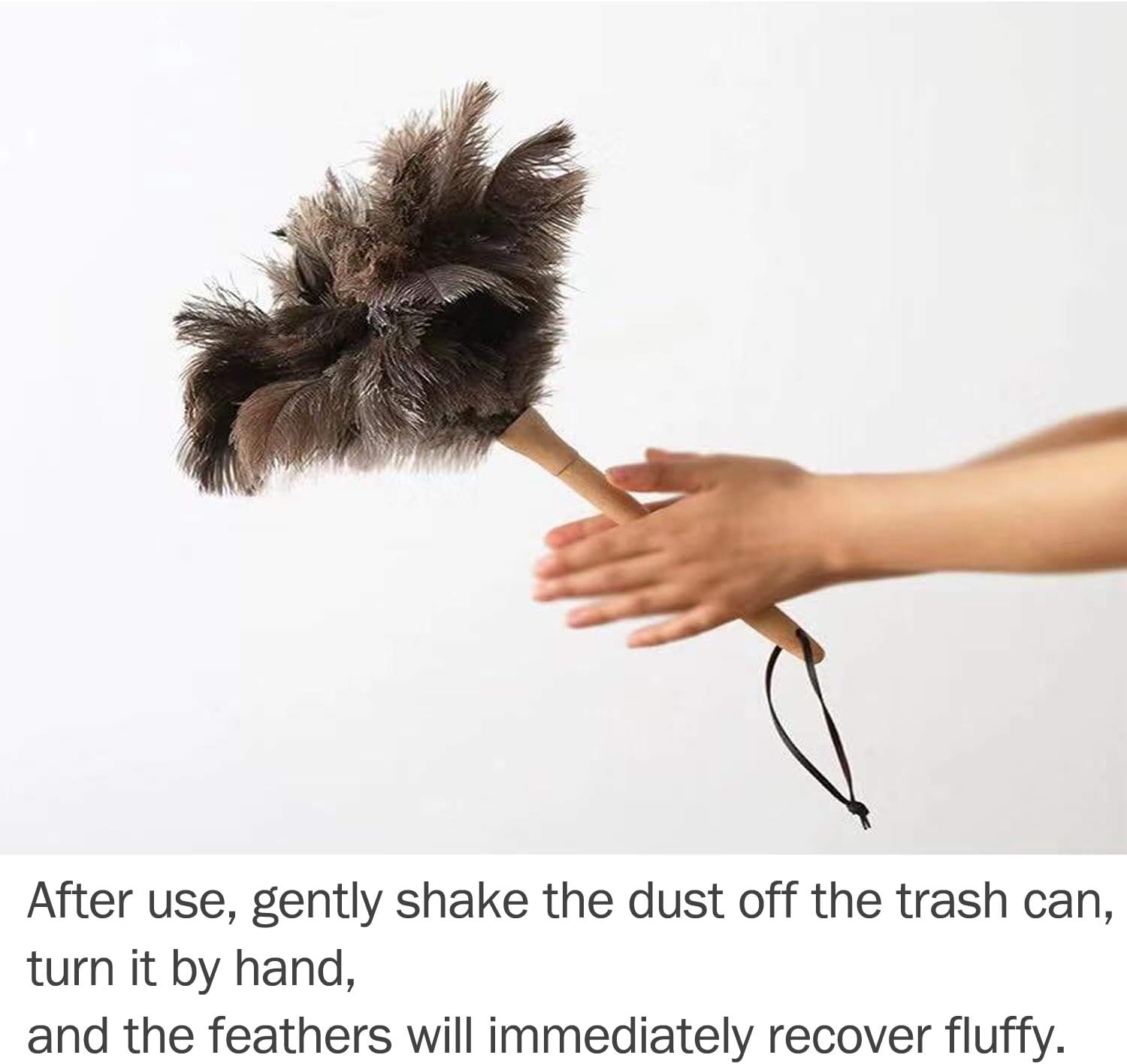 Ostrich Feather Duster,Feather Duster Fluffy Natural Genuine Ostrich Feathers with Wooden Handle and Eco-Friendly Reusable Handheld Ostrich Feather Duster Cleaning Supplies, Gray and Brown(Length 16"): Health & Personal Care