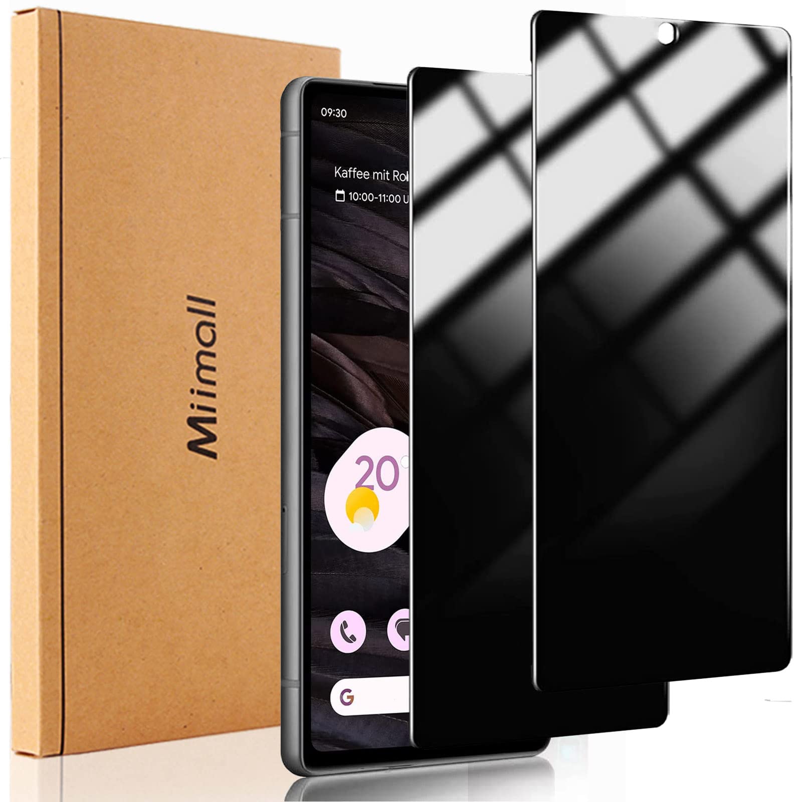 Miimall 2 Pack Compatible Google Pixel 7A Tempered Glass Screen Protector, 9H Hardness, Anti-Scratch, Anti-Spy, Bubble-Free, Privacy Screen Protector