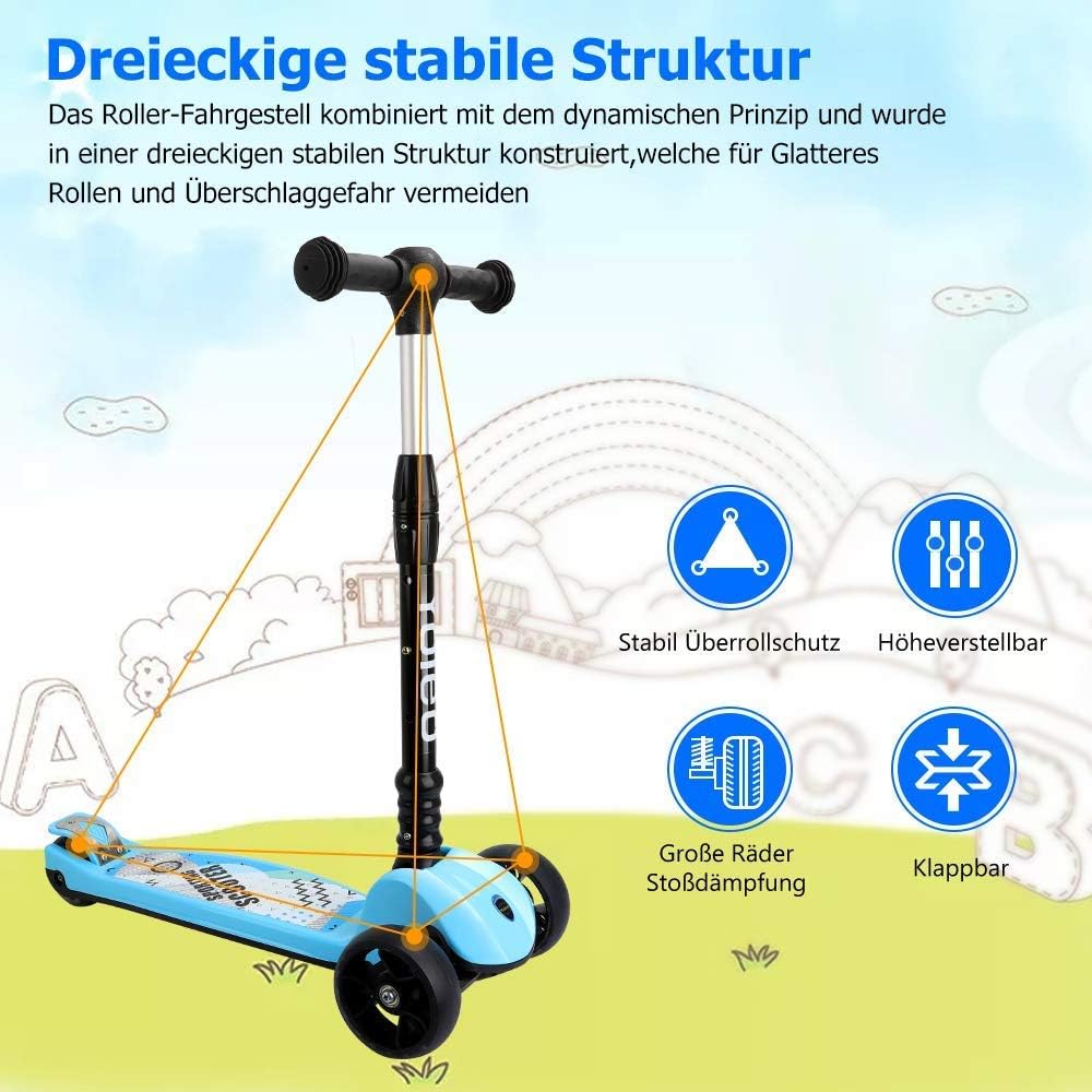 Trottinette 3 Roues Enfant YOLEO® Hauteur Réglable 65 à 78 cm Avec LED Trottinette 3 Roues Enfant YOLEO® Hauteur Réglable 65 à 78 cm Avec LED