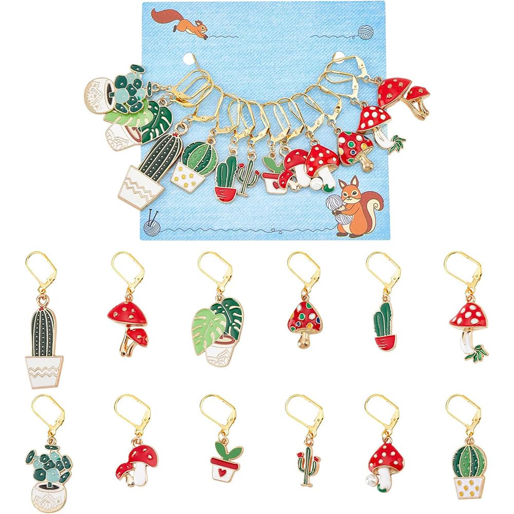 nbeads Stitch Marker, Enamel Alloy Crochet Stitch Marker Charms Removable Locking Stitch Marker for Knitting Weaving Sewing Accessories Quilting Jewellery, Metal — image 1