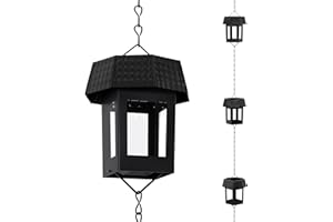 KMJETNIVY Rain Chain Set, New Material of Lightweight Plastic Steel, rain Chain is Used for gutters and Home Display, Garden Decoration (Black)