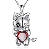 NIFUNAO Voodoo Cat Necklace for Women 925 Sterling Silver Animal Gothic Pendant Witch Jewelry Gifts for Her