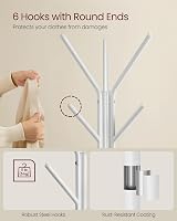 VASAGLE Rack Stand Coat Tree Hall Tree with 2 Shelves Natural Beige White view 6