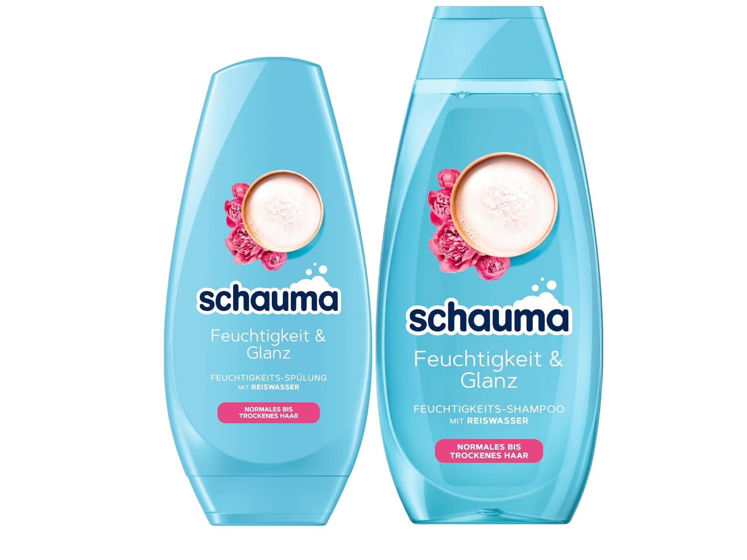 Schauma Moisturising Shampoo Moisture & Shine (1 x 400 ml) Gently Cleanses the Scalp for Shiny & Healthy Looking Hair & Conditioner (1 x 250 ml) Hair Conditioner with Rice Water