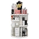 Jerrybox Makeup Organizer 360 Degree Rotation Adjustable Multi-Function Cosmetic Storage Box, Large Capacity, 7 Layers, Fits Toner, Creams, Makeup Brushes, Lipsticks and More (White, Flower)
