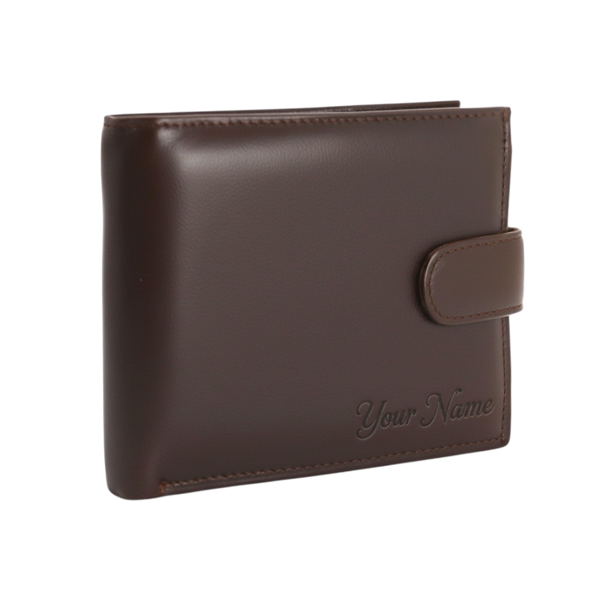 RAS Mens RFID Blocking Soft Smooth Genuine Leather Wallet With Id Card Slot and Coin Pocket 895 (Brown)
