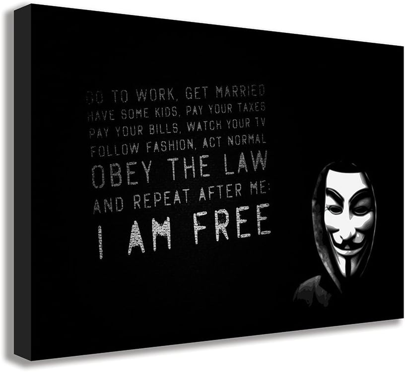 Amazon Com V For Vendetta Quote Canvas Wall Art 30 X 18 75 X